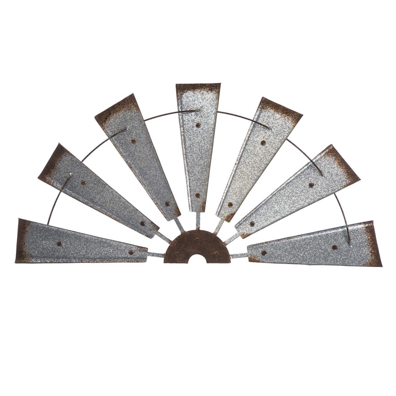 Glitzhome&#xAE; Galvanized Metal Semi-Circle Windmill Wall D&#xE9;cor
